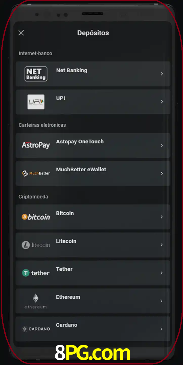 Você pode usar métodos alternativos de depósito.